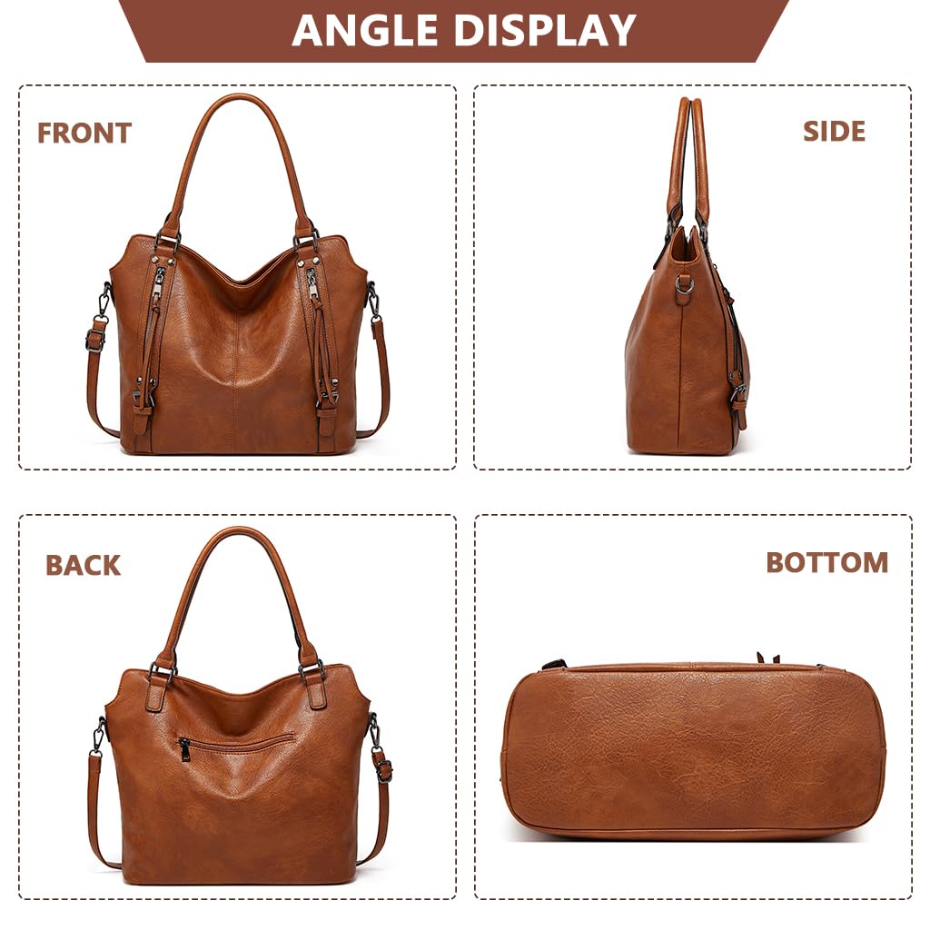 PALAY Women Tote Bag for Work and Travel with Multi Pockets | Fits 15.6 in Laptop Brown