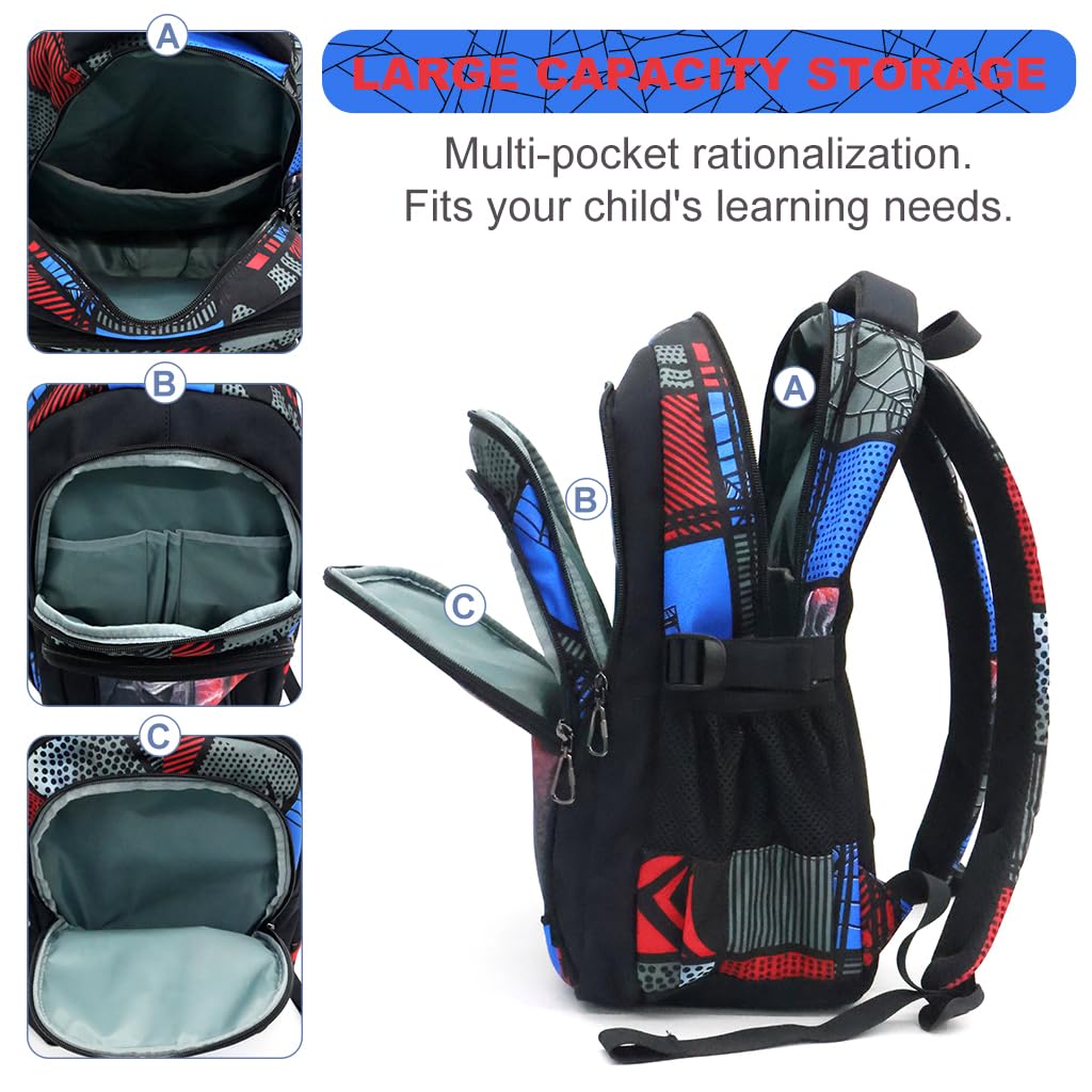 PALAY School Backpack with 3 Zipper Compartments and Waterproof Oxford Cloth for Boys 7–12 | Lightweight Ergonomic Bag for School and Outdoor Activities