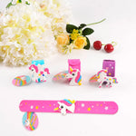 PALAY® 3pcs Unicorn Slap Bracelets Silicone Animal Snap Wristbands Birthday Party For Girls Gifts Favors