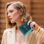 PALAY Small Wallet for Women with 8 Card Slots and RFID Blocking | Vintage Turquoise PU Leather Trifold Purse