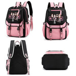 PALAY Black Pink School Bag for Girls with USB Cable Jack and 15.6 in Laptop Compartment