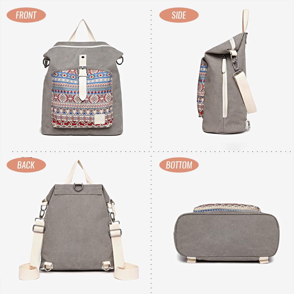 PALAY Women Backpack for Work and Travel with 30x13x38cm Space | Canvas Multiway Bag