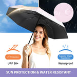 PALAY Compact Umbrella for Travel and Outdoor Use with 8 Dual Ribs & Auto Open | 95% UV Protection and Anti Slip Handle