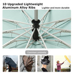 PALAY Auto Folding Umbrella for Travel featuring 50in Canopy and 10 Dual Ribs | Mint Green