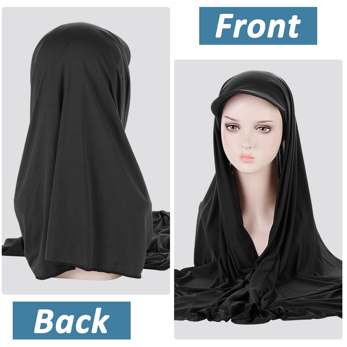 PALAY Hijab Scarf for Sun Protection with 62.99 x 22 in Coverage | Black Chiffon Wrap