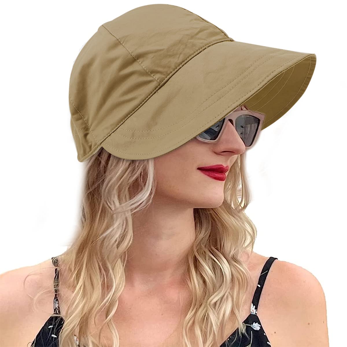 PALAY® Bucket Hat for Women Sun Protection Wide Brim Beach Hat Sun Hats for Women, Fashion Lightweight Quick Dry Summer Cap, Adjustable Drawstring Closure