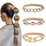 PALAY Hair Ties for Women featuring Golden Chain Charm Set of 3 | Stylish Wrist Bracelets
