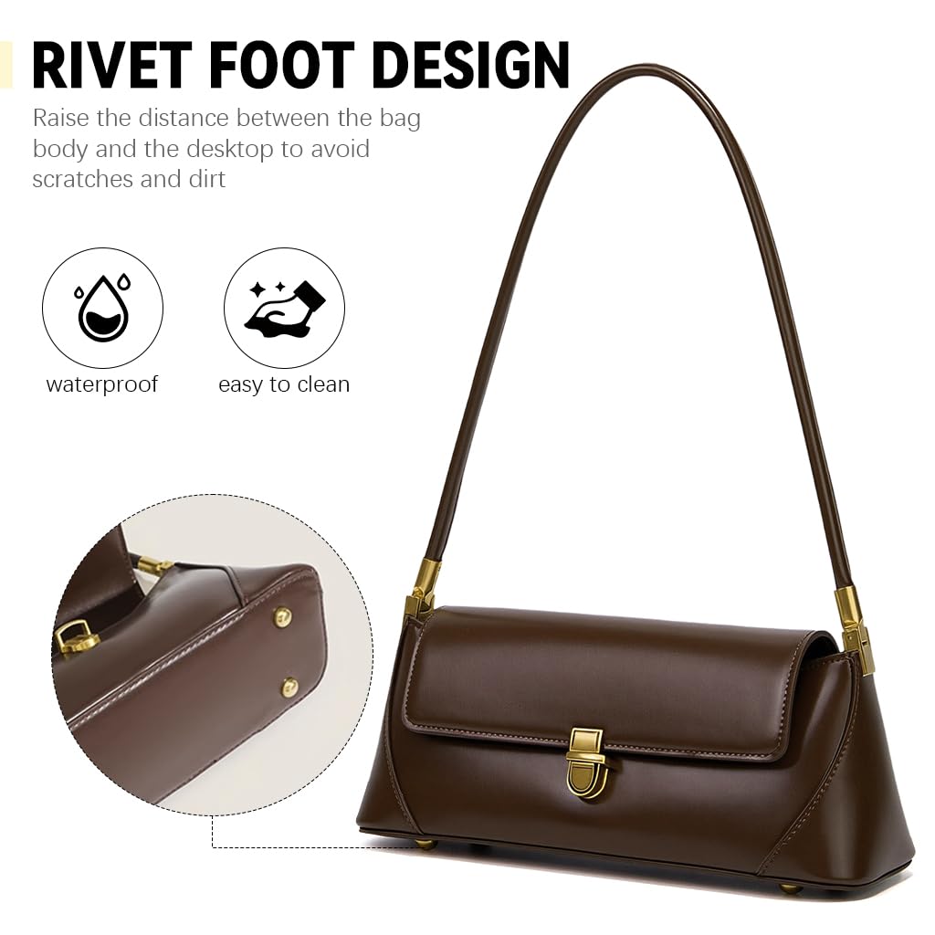 PALAY Shoulder Bag for Women with 28x9x13 cm Design featuring Metal Nubs | Vegan Leather Bronze Hobo