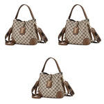 PALAY PU Bucket Bag for Women with 23x12x22 cm Size and Detachable Shoulder Strap | Check Pattern