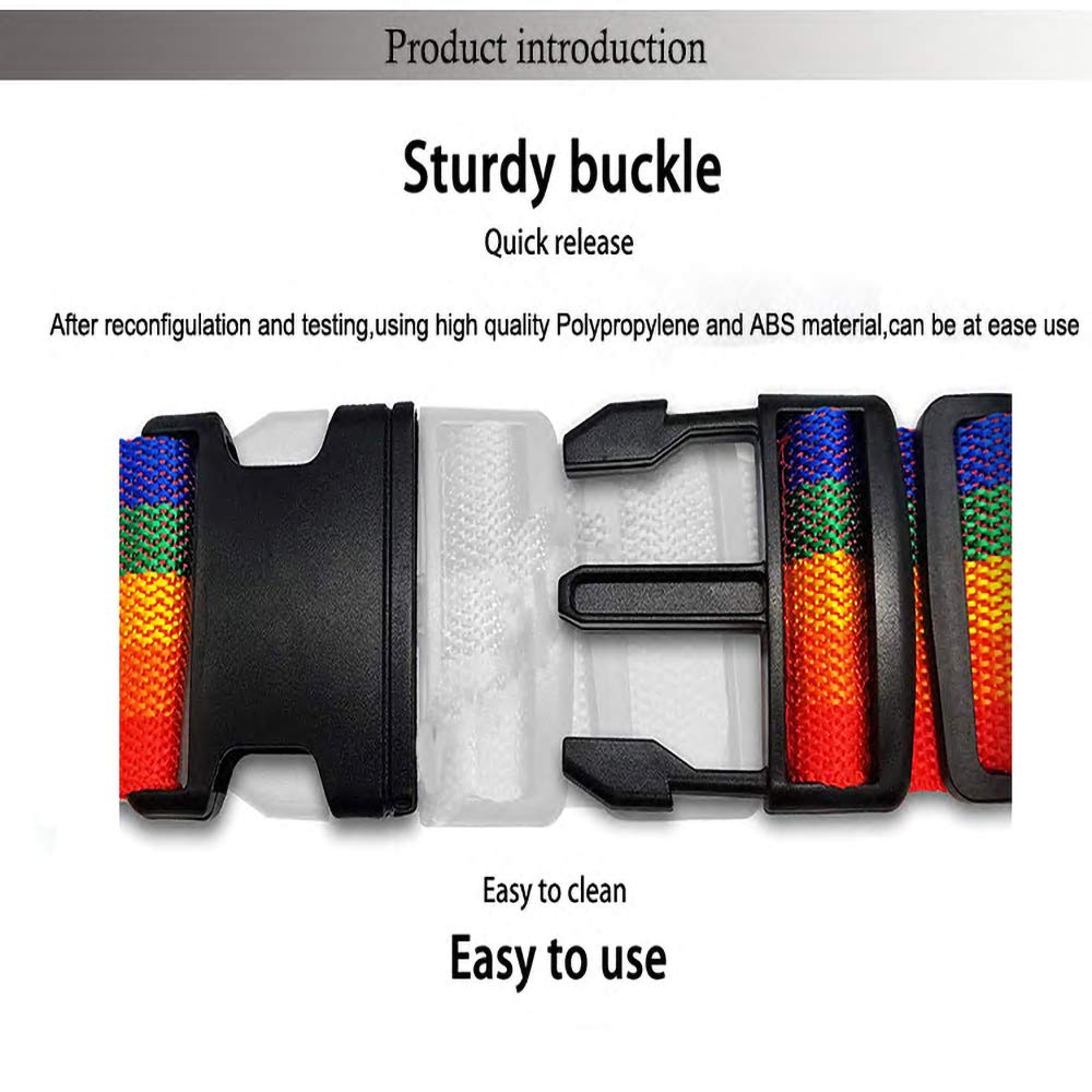 PALAY® Rainbow 2 Pack Heavy Duty TSA Approved Non-Slip Adjustable Suitcase, Travel Luggage Bag Straps Belts with Quick-Release Buckle Accessories