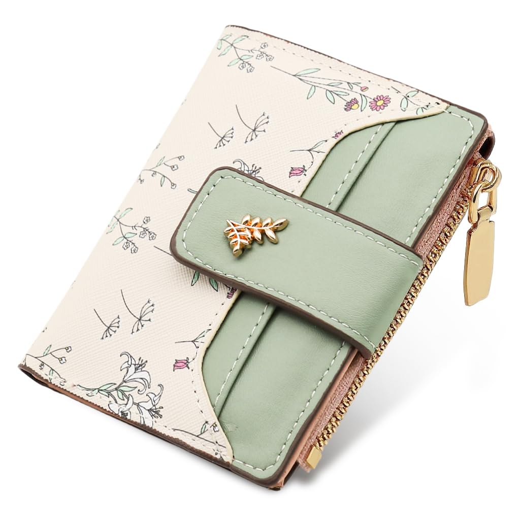 PALAY Small Wallet for Women with 9.2 x 11.5 cm Compact Design and Snap Button Closure | Floral PU Leather Purse with Card Slots and Coin Pocket