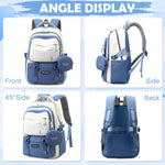 PALAY Girls Backpack for School and Travel with Multi Compartments and Padded Straps | Blue Nylon Design