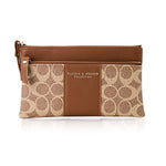PALAY Women's Wristlet Clutch Wallet with Zipper Pouches and Hand Strap | PU Brown 18.7x11cm