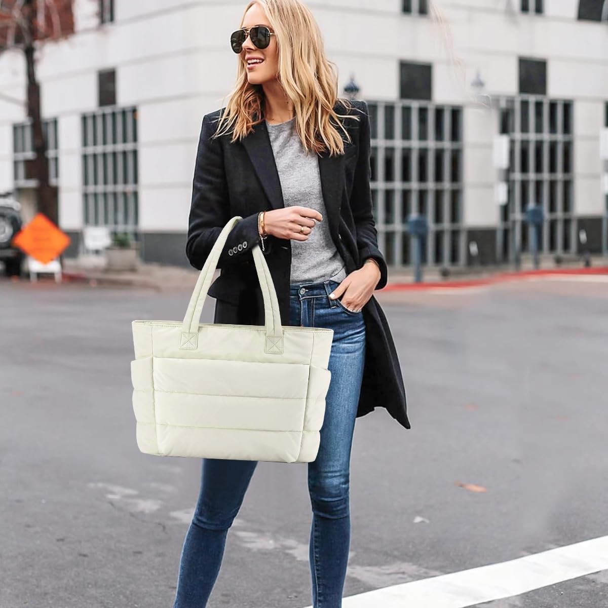 PALAY Fashion Tote Bag for Women with 15.6 in Laptop Compartment and Quilted Design | Soft Polyester Handbag for Work and Travel