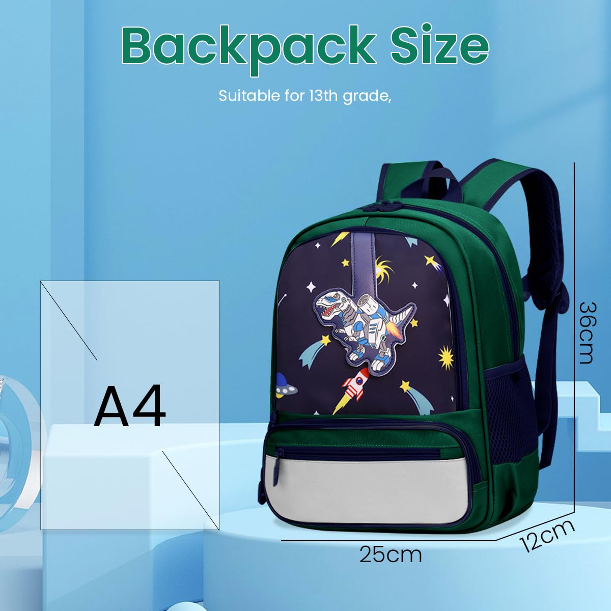 PALAY School Backpack for Kids with Dual Zipper & 35×35×12cm Capacity | Nylon Cartoon Design