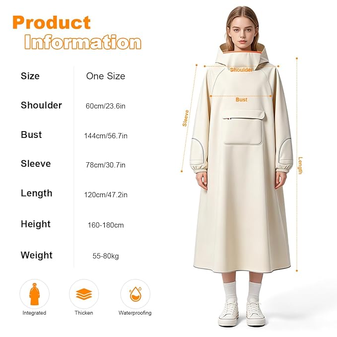 PALAY Motorcycle Raincoat with Hood for Women
