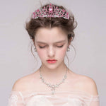 PALAY Didder Silver Tiara Crown for Women with Pink Crystals and Combs | Bridal Prom Birthday Accessory