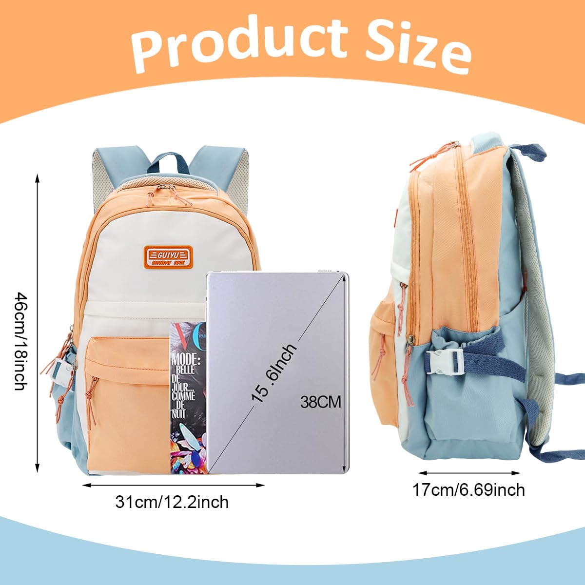 PALAY Backpack for Women featuring Dual Main Zipper Compartments and Padded Straps | Nylon School and Travel Bag