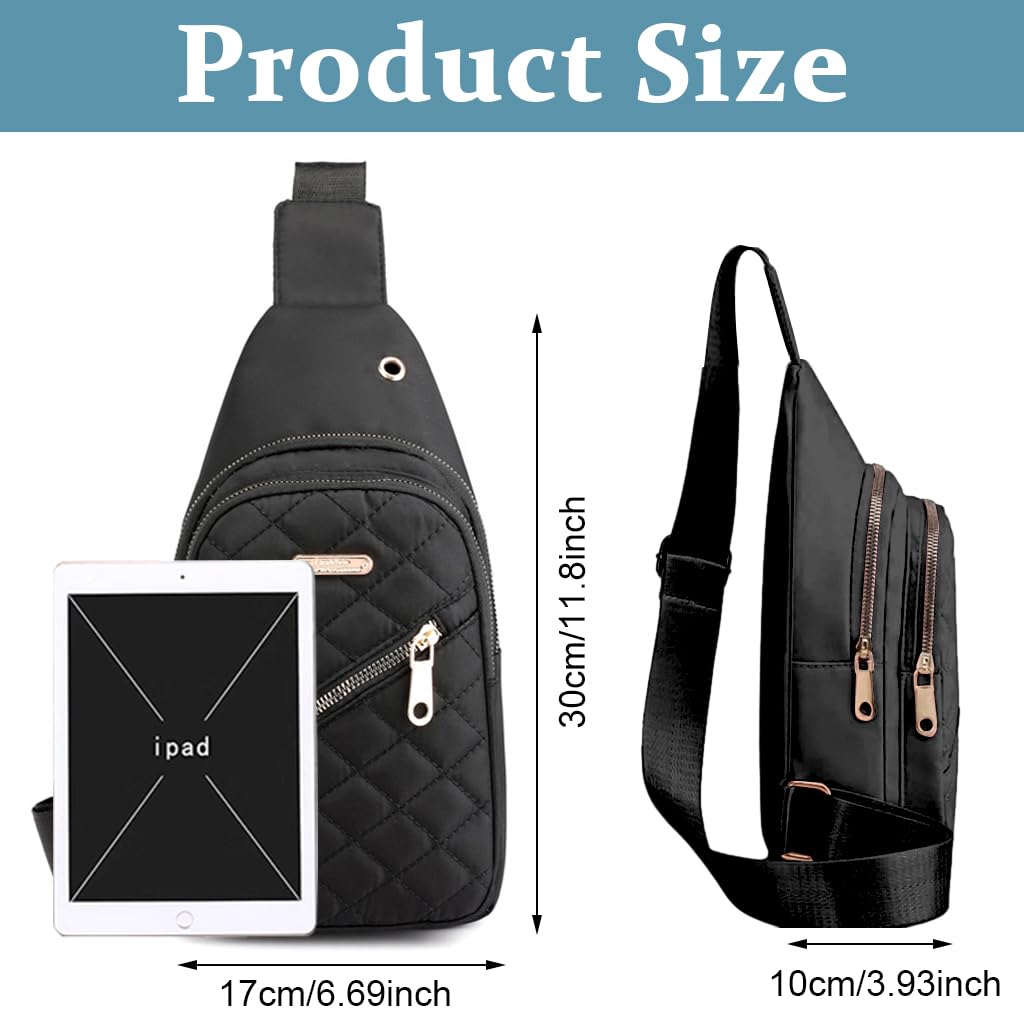 PALAY Crossbody Sling Bag for Women with Oxford Cloth in Stylish Black | Travel Shoulder Phone Bag