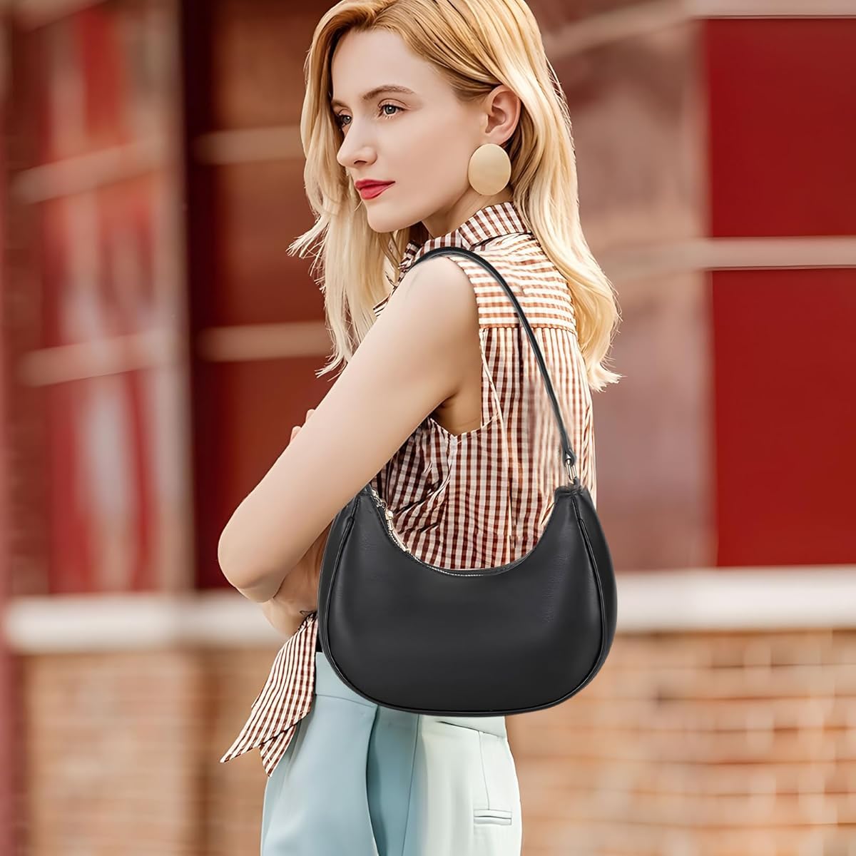 PALAY PU Hobo Bag for Women with Zip-up Closure and 24x7.5x25cm Compact Design | Evening & Casual Use