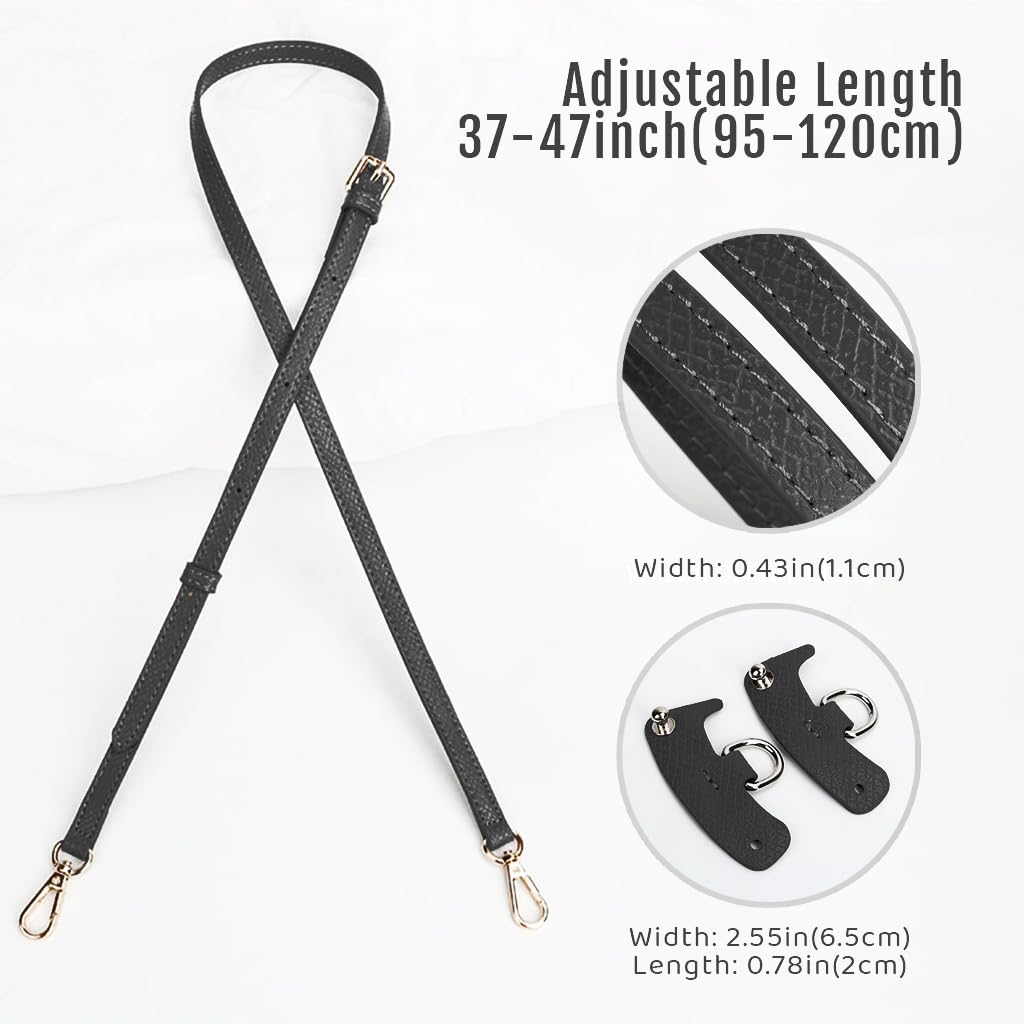 PALAY Bag Leather Strap Replacement for Crossbody or Shoulder Bags featuring 47 in Adjustable Quick Release PU Leather Design Black 2PCS