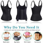 PALAY Waist Trainer for Women with 3 Row Buckle and Double Layer Zipper, Neoprene XXL Black | Postpartum Support and Workout Shapewear