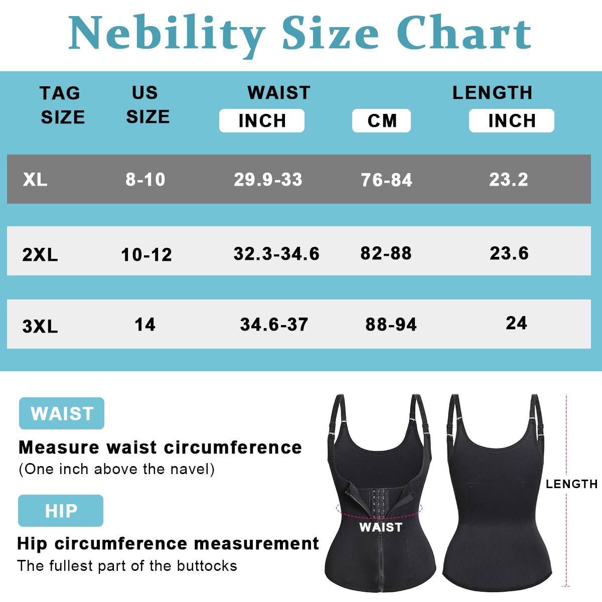 PALAY Waist Trainer for Women with 3 Row Buckle and Double Layer Zipper, Neoprene XXL Black | Postpartum Support and Workout Shapewear