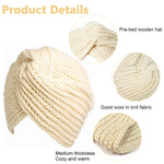 PALAY Turban Winter Cap for Women with Crochet Knit Design in Beige | Warm Acrylic Fabric