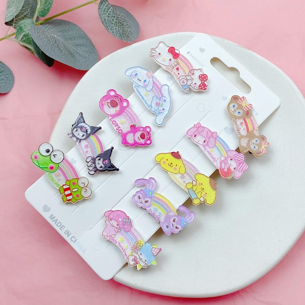 PALAY Hair Clips for Girls featuring 10 Sanrio Characters with Secure Hold | Cute Gift Set