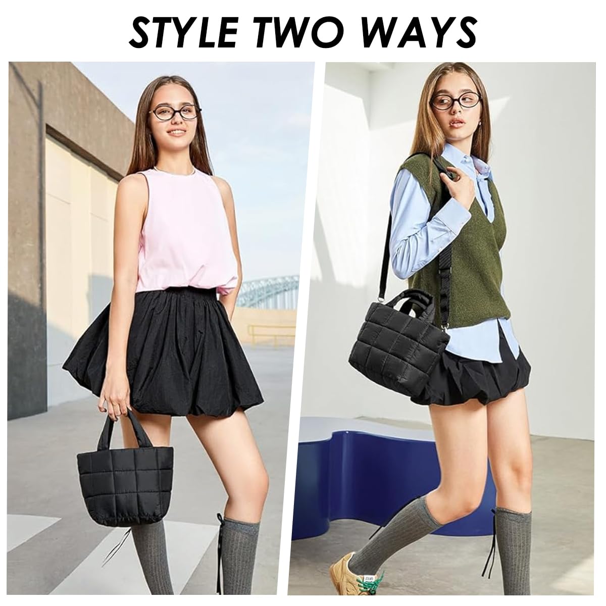 PALAY Tote Bag for Women featuring 33x14x21cm Structured Pockets and Quilted Nylon Design | Lightweight Crossbody Handbag