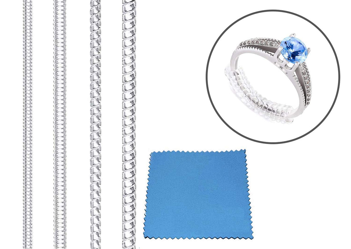 PALAY® Invisible Ring Adjuster Set for Loose Oversized Rings Spiral Coil Ring Fitter Tightener Set (4peice,2mm/5mm Coil and 3mm/5mm Flat Coil)