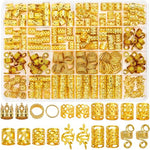 PALAY® 220 Pcs Gold Hair Jewelry for Women Braids Stylish Metal Hair Pendants Charm for Braids, Hair Extension, Dreadlocks Rings Cuffs Clips Hair Accessories for Women Girls