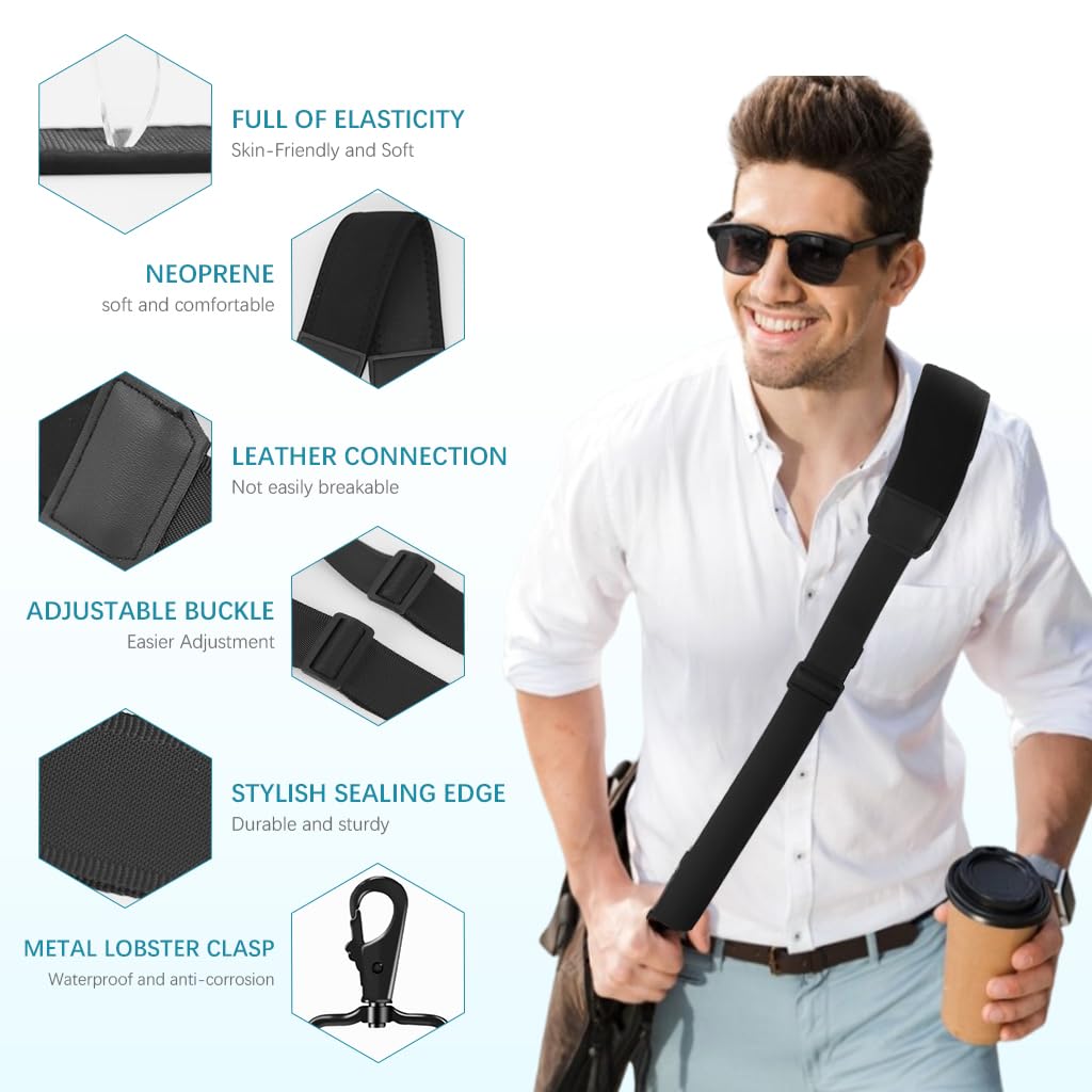 PALAY Shoulder Strap for Laptop and Camera Bags with Neoprene Padding and Metal Swivel Hooks