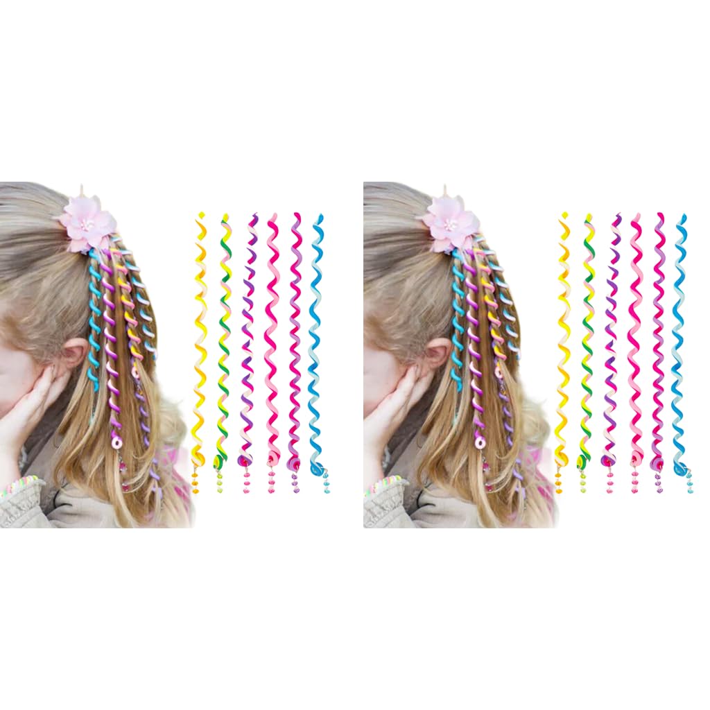 PALAY Spiral Hair Braids Makers 12pcs 10in for Girls with Elastic Clip Ropes | Colorful Styling Accessories