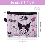 PALAY® 2Pcs Kawaii Coin Bags Kuromi Cinnamoroll Zipper Pouches with StrapLoop Sanrio Zipper Pouches Card Bags Coin Bags Fashion Cartoon Organizer Bags Earbud Bags Gift for Girls Friendship Gifts