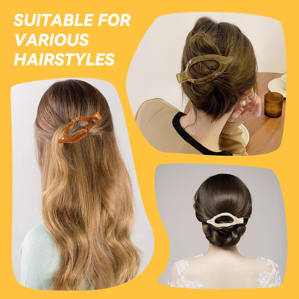 PALAY Claw Clips for Women with Strong Hold and Flat French Design 4 Pcs 4.7 in | Resin Hair Accessories