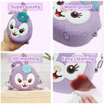PALAY Purse for Girls with Adjustable Strap and Silicone Material in Vibrant Purple | Cute Cartoon Sling Bag for Keys and Coins
