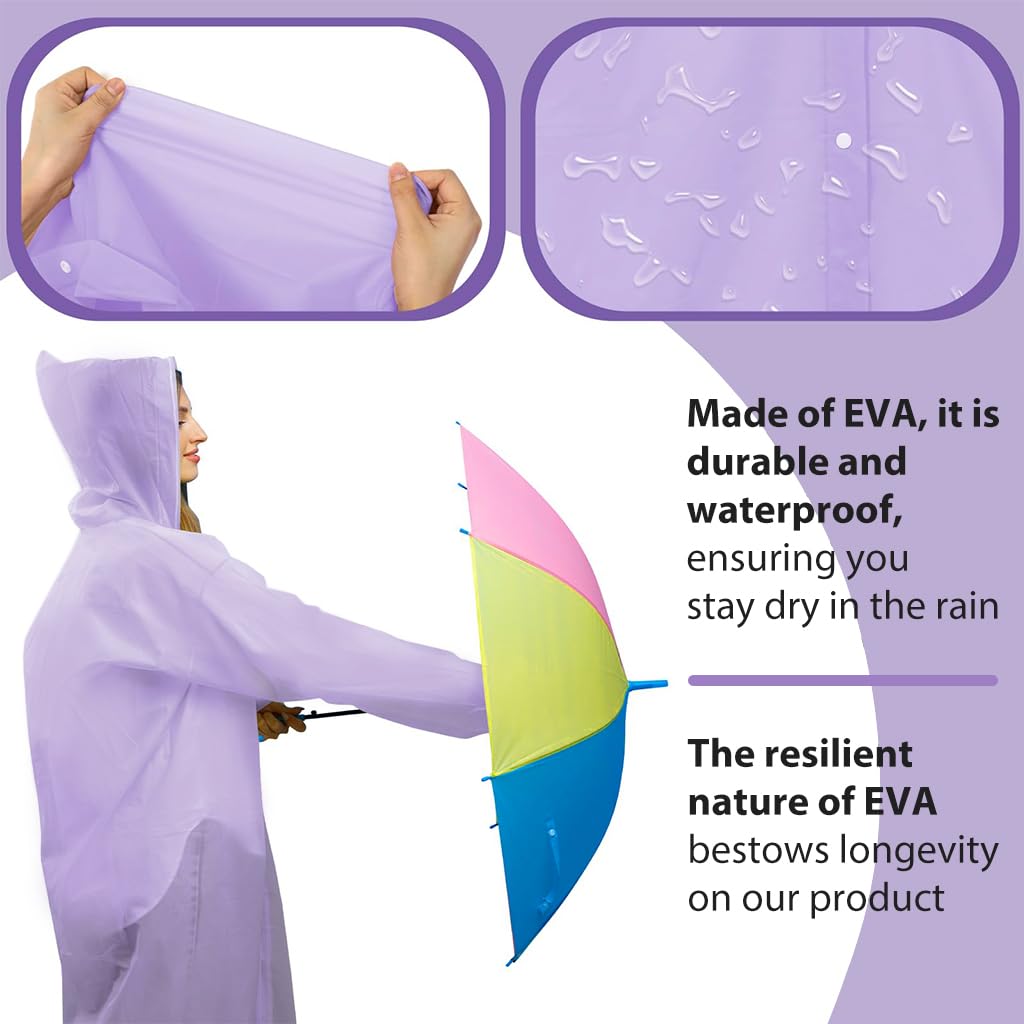 PALAY Rain Ponchos for Camping and Hiking featuring 56.2 in Length EVA Hood | Pack of 2