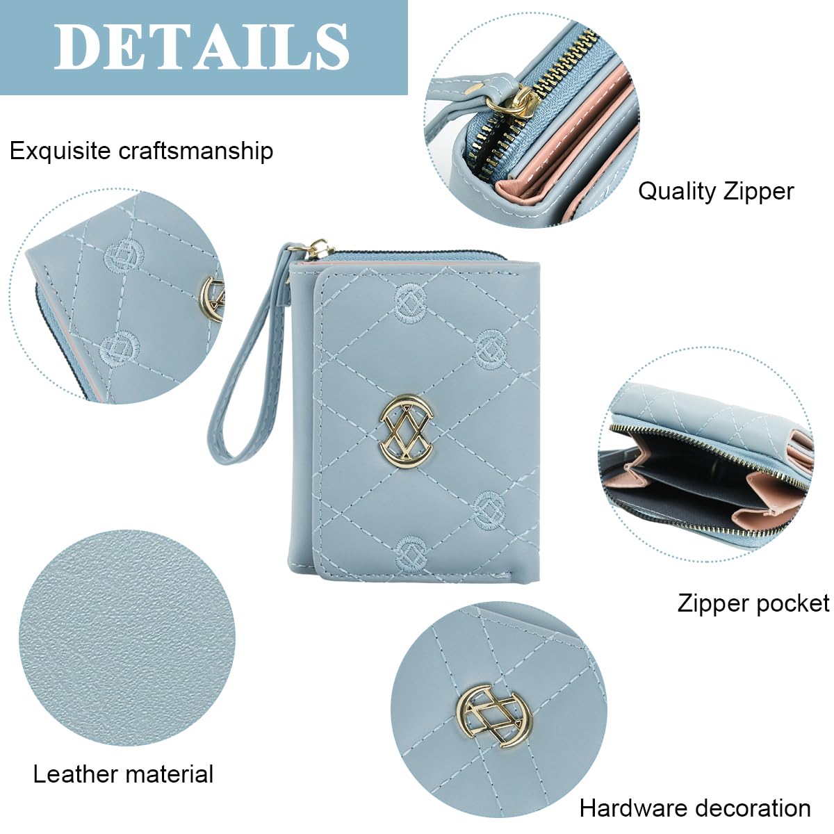 PALAY Small Wallet for Women with 9 Card Slots and Snap Button Closure in Blue | Fashion PU Leather Clutch for Daily Use