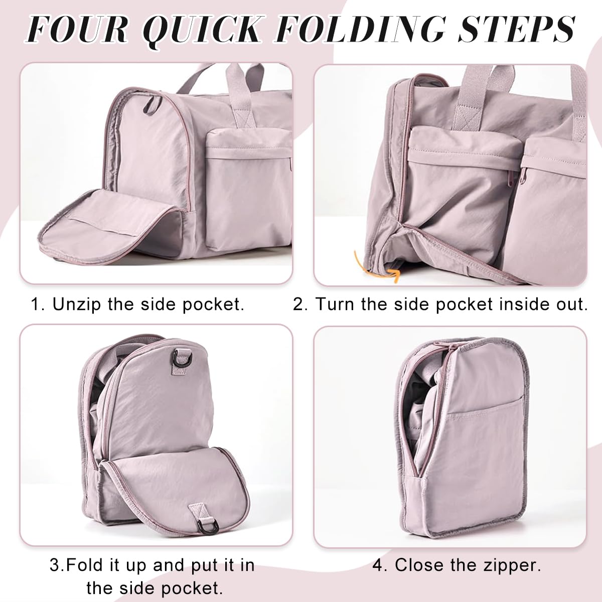 PALAY Women's Foldable Nylon Gym & Travel Duffel Bag with Shoe Compartment