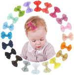 PALAY® Mini Hair Bow Grosgrain Ribbon Hair Bows With Alligator Bow Clips For Baby Girls Toddlers Kids, 20 Pieces Colors, Multicolour