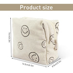 Palay Small Makeup Pouch for Travel with Secure Zipper Closure 18x9x13 cm Beige | Corduroy