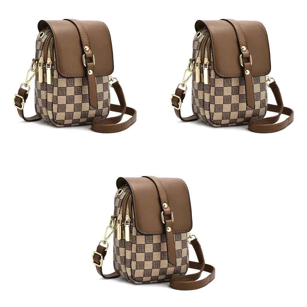 PALAY Sling Bag for Women with Multi Layered Phone Pocket Design and 5×2.75×7.8 in Size | Brown PU Leather Crossbody Purse