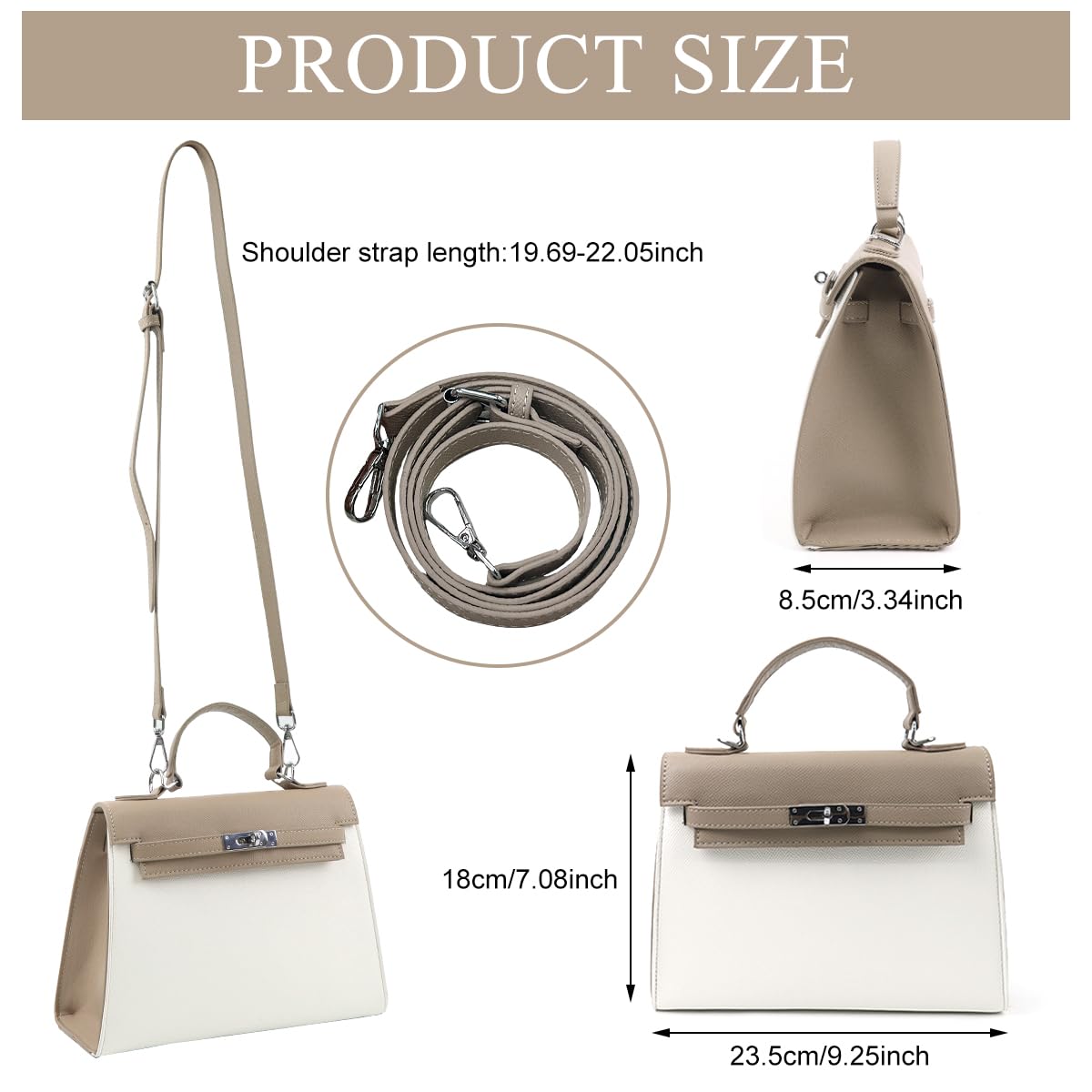 PALAY Leather Handbag for Women featuring Metal Twist Lock and Detachable Shoulder Strap | Ideal Gift