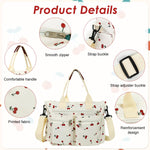 PALAY Tote Bag for Women with Dual Carrying Options and 39 x 15 x 26cm Storage | Cherry Nylon Design