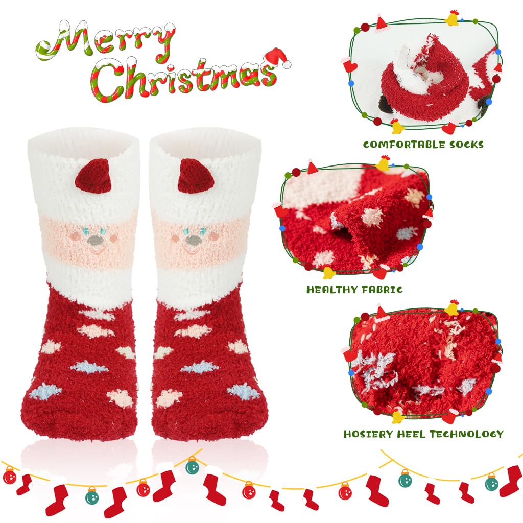 PALAY® 5 Pairs Christmas Women Socks Floor Socks for Girls Women Soft Coral Velvet Socks Winter Warm Socks Classic Christmas Socks Floor Socks Christmas Gift for Women