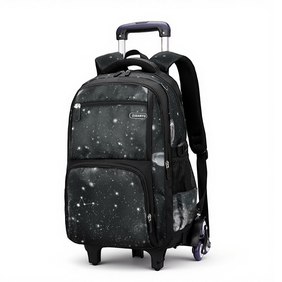 PALAY Starry Sky 6-Wheel Trolley School Backpack with Detachable Trolley