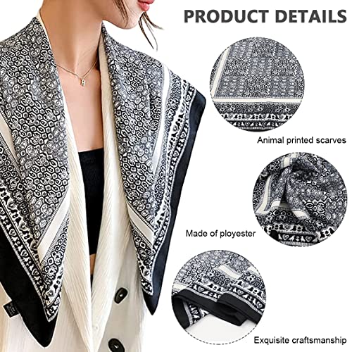 PALAY® Satin Scarf for Women Stylish Silk Ladies Square Scarves Print Hair Soft Comfy Head Neck Stole 35x35in 3 PCS