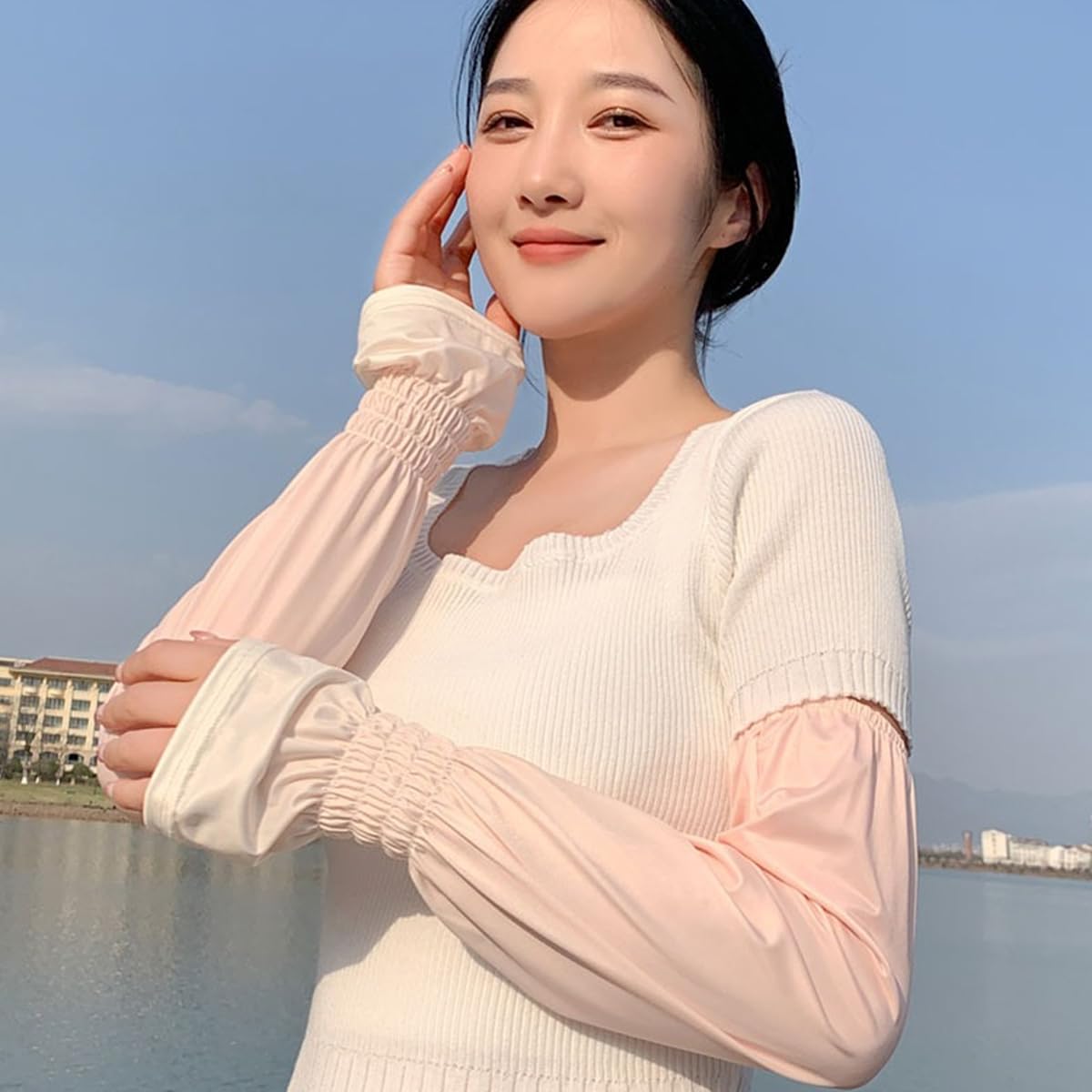 PALAY Face Mask for Cycling and Outdoor Sports with Adjustable Ties and UPF 50+ Pink