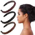 PALAY Braided Hair Band for Women featuring Secure Tooth Grip and 3 Color Set | Comfortable Synthetic Headband for Stylish Hairstyles